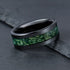 Men's 8mm Tungsten Beveled Edges Black Green Carbon Fiber Inlay Wedding Band